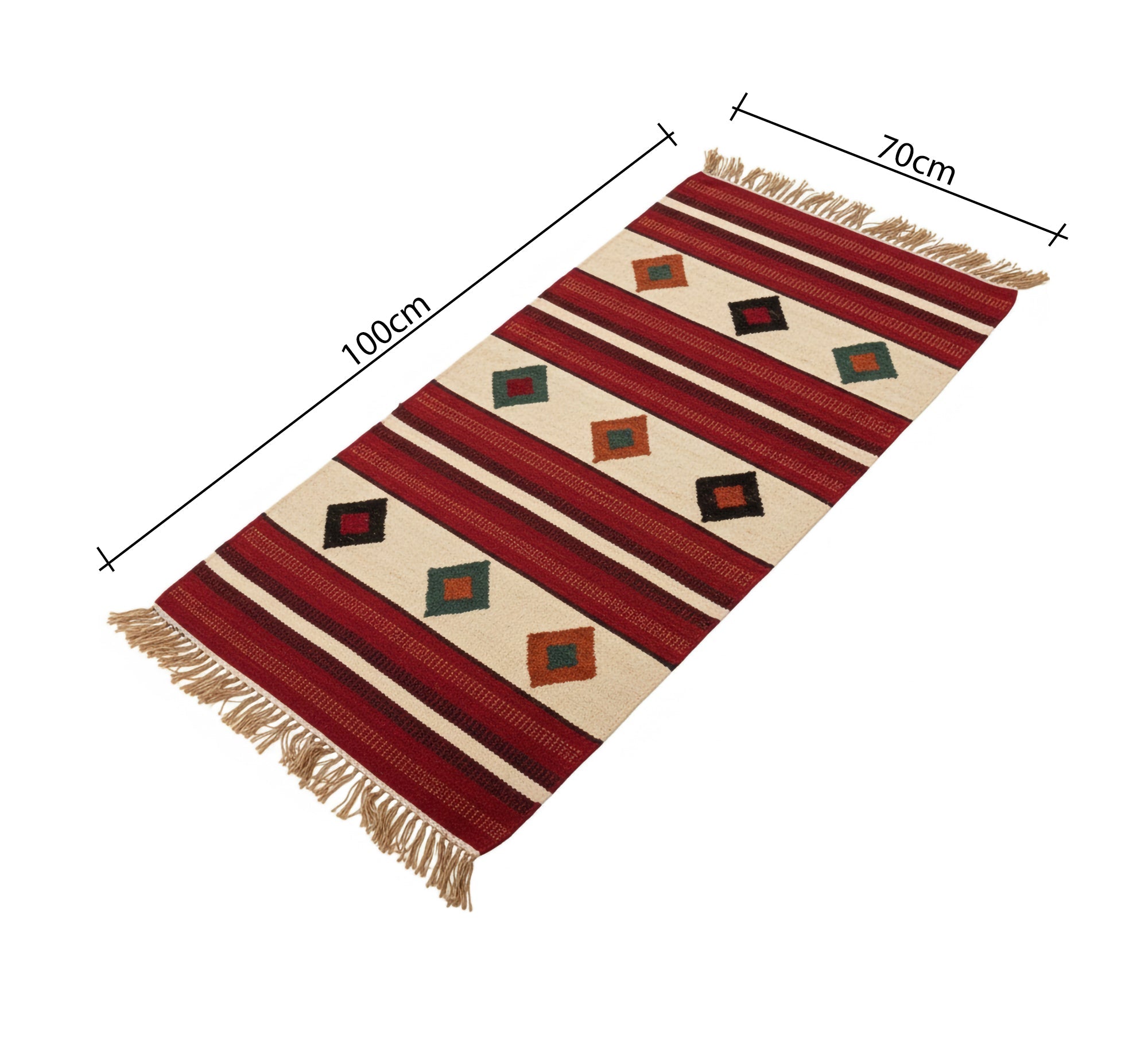 Black fringed square pattern rug - Vitrine Furniture - Accessories