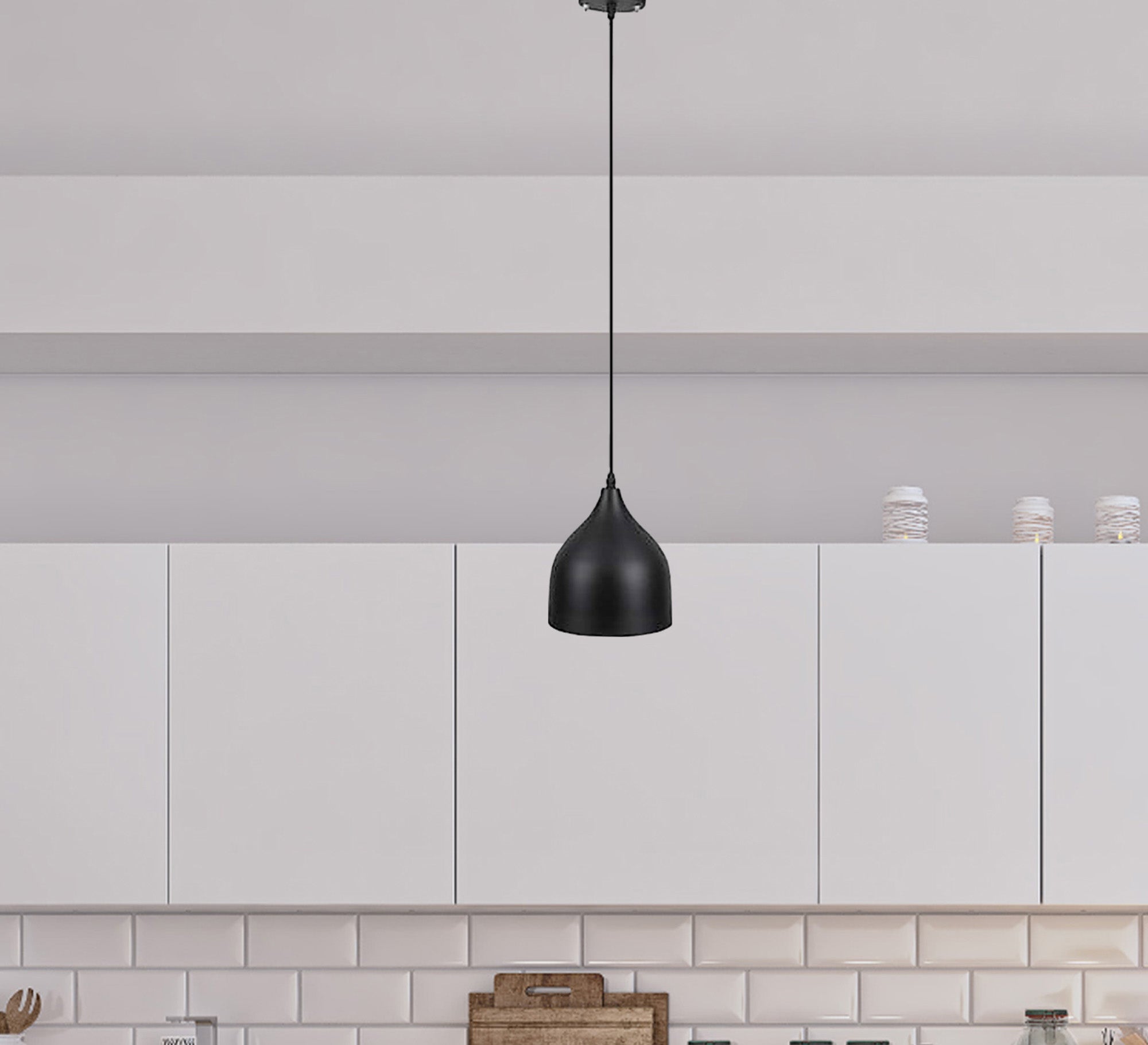 Black funnel single wire hanging - Vitrine Furniture - Lighting