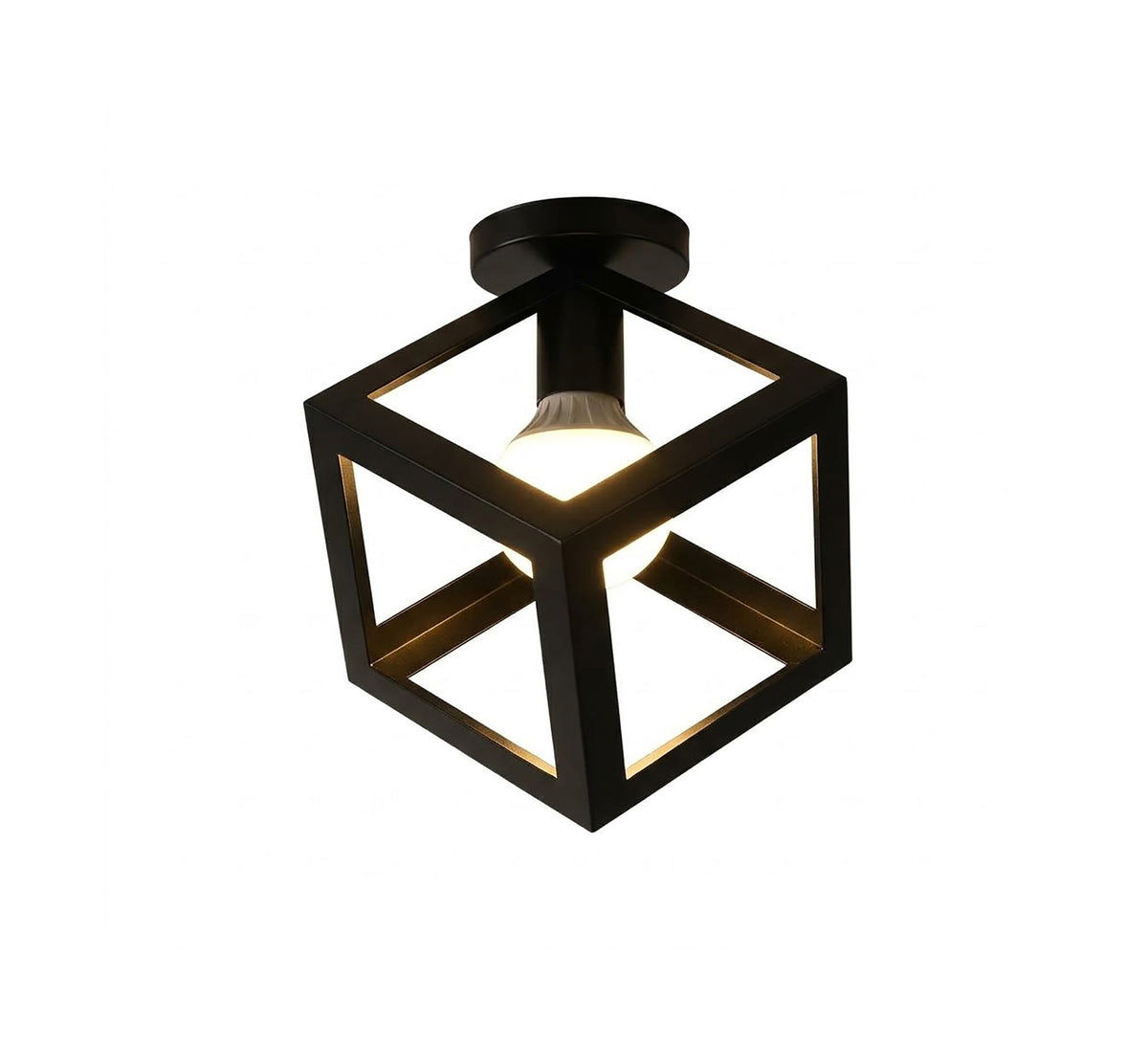 Black Geometric Cube Cage Ceiling Light - Vitrine Furniture - Ceiling lights