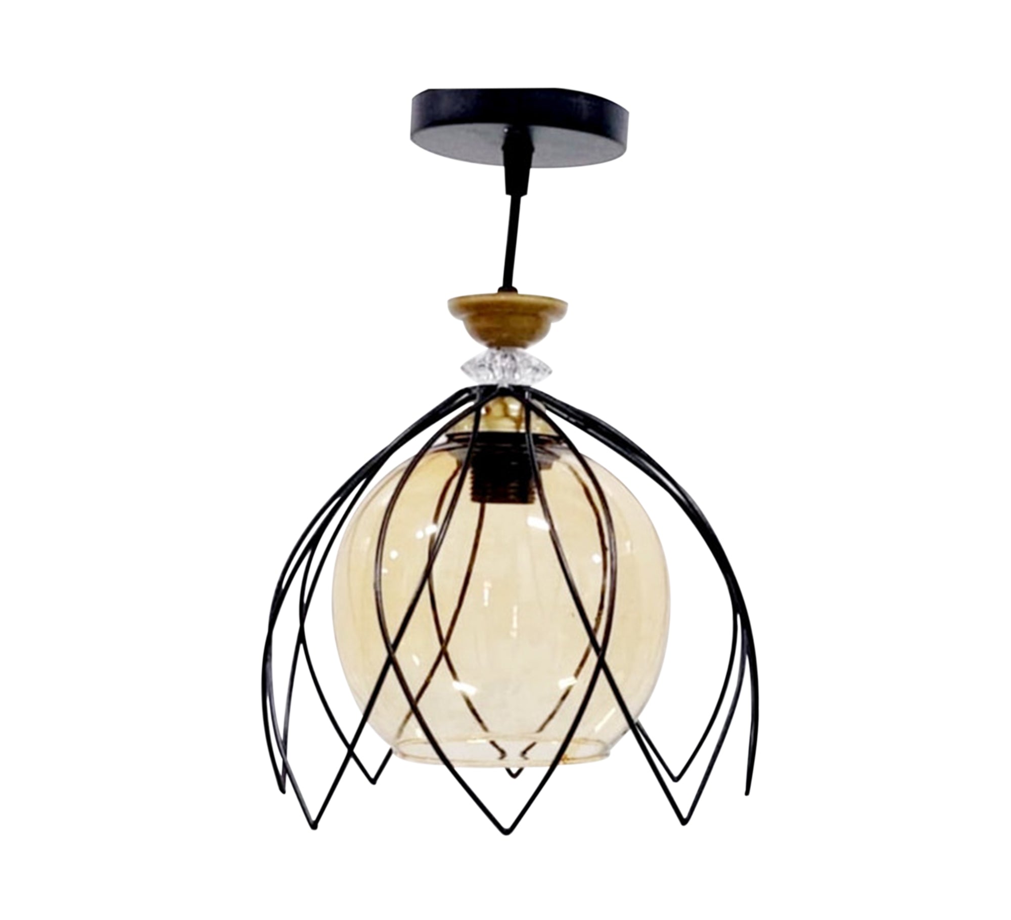 Black Glossy Flower Shape Decorative Ceiling Lamp - Vitrine Furniture - Lighting