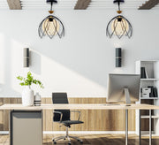 Black Glossy Flower Shape Decorative Ceiling Lamp - Vitrine Furniture - Lighting