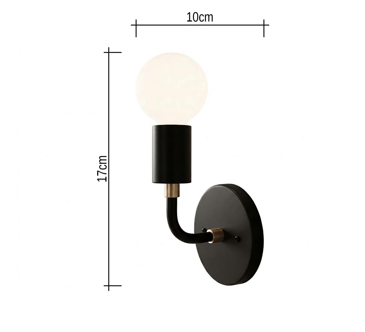 Black Gold Accent Upward Bulb Sconce - Vitrine Furniture - Wall Sconce