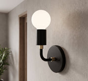 Black Gold Accent Upward Bulb Sconce - Vitrine Furniture - Wall Sconce