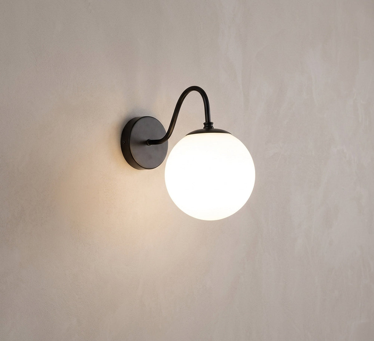 Black Gooseneck Arm Opal Globe Sconce - Vitrine Furniture - Wall Sconce
