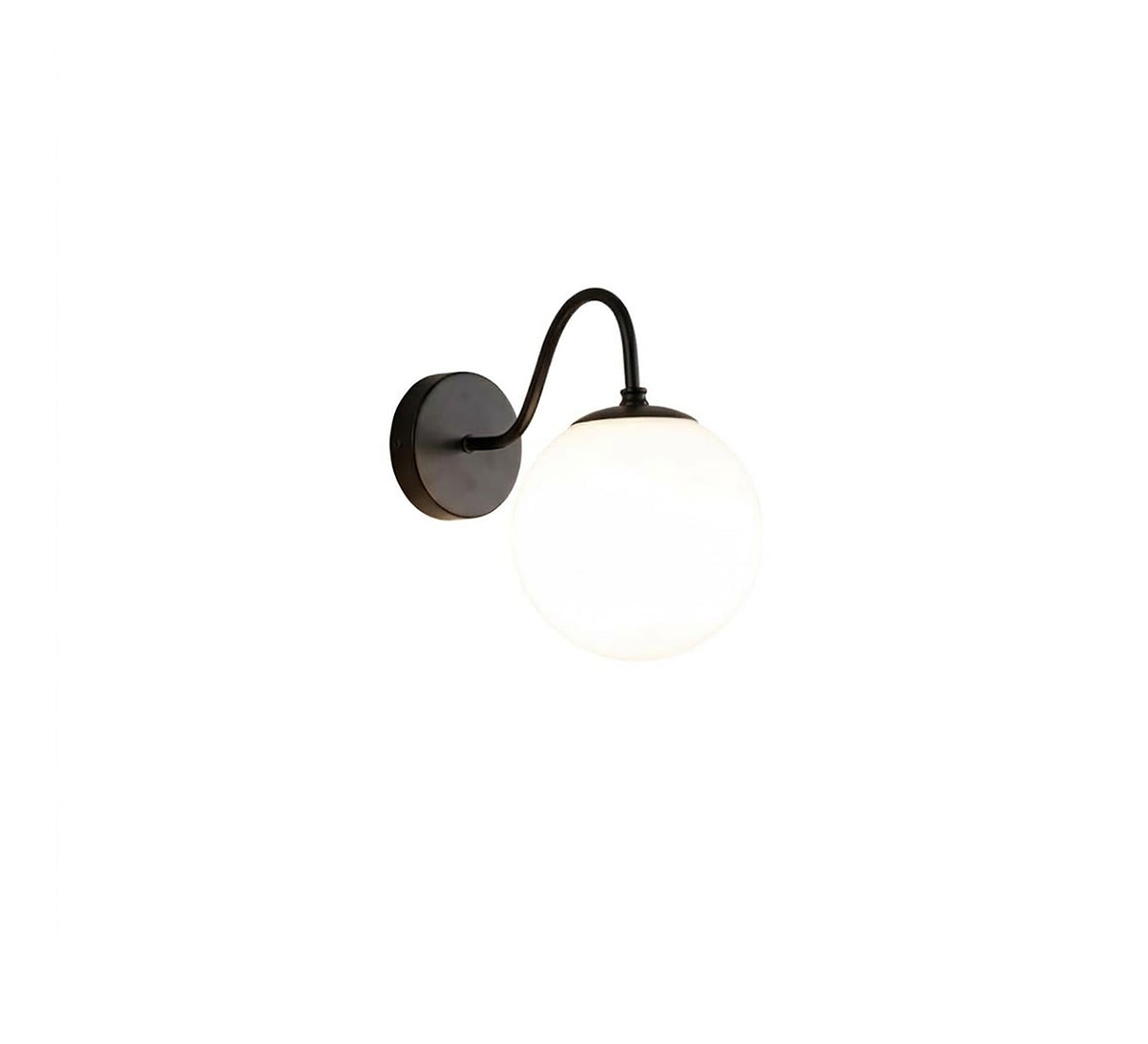 Black Gooseneck Arm Opal Globe Sconce - Vitrine Furniture - Wall Sconce