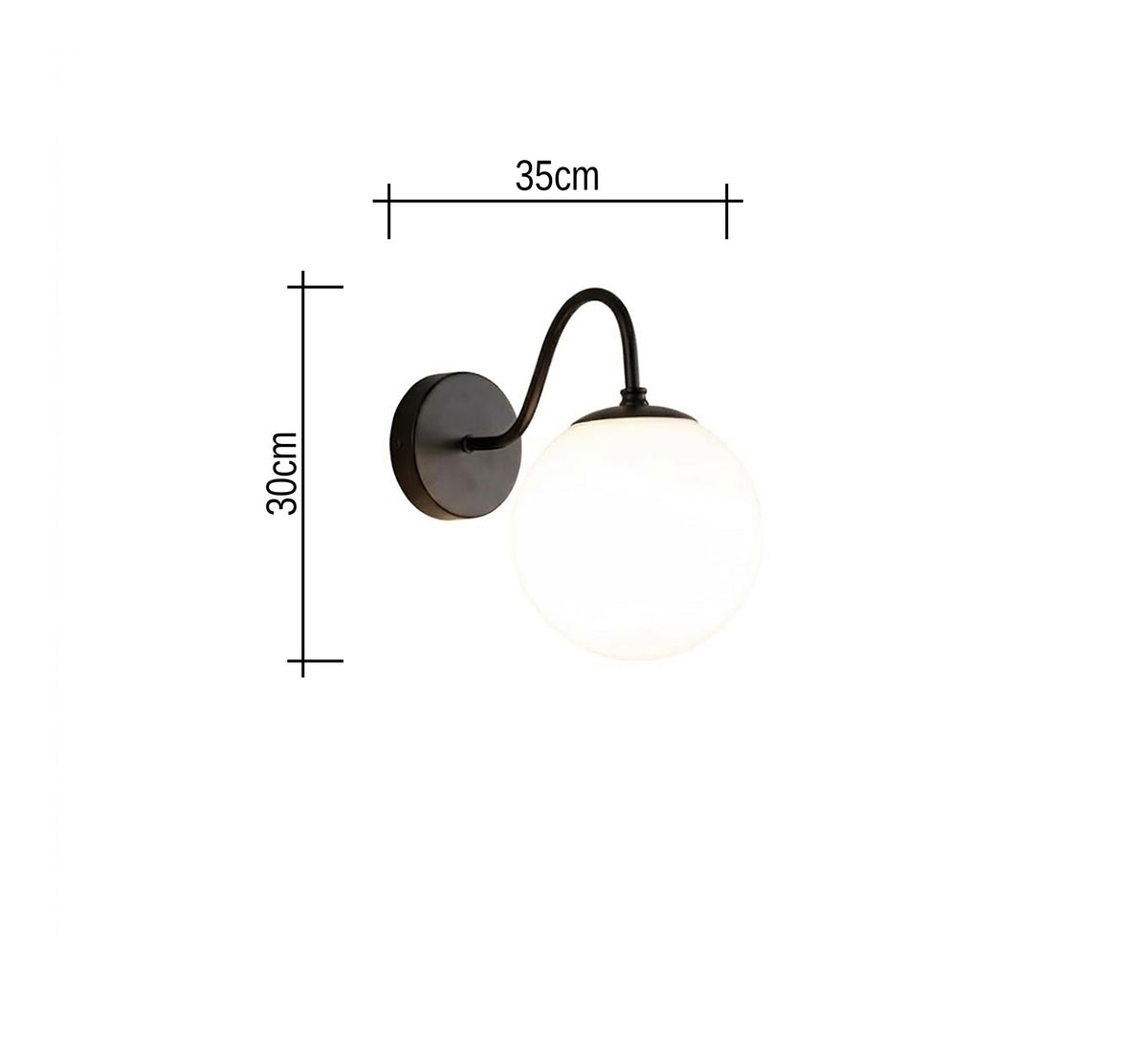Black Gooseneck Arm Opal Globe Sconce - Vitrine Furniture - Wall Sconce