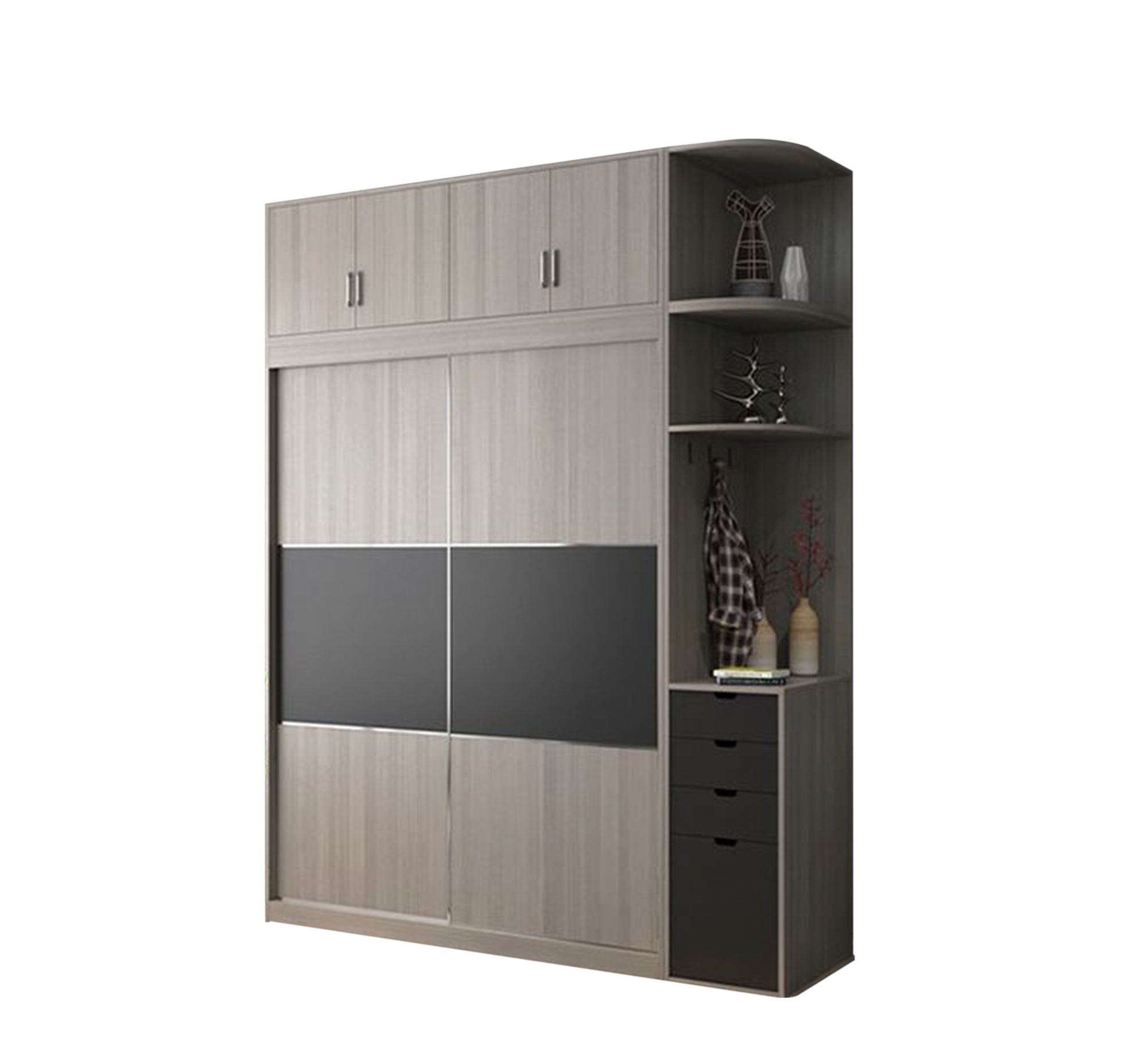 Black & Gray Wooden Wardrobe – Sleek & Stylish - Vitrine Furniture - Furniture