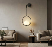 Black Hanging Ring Globe Wall Sconce - Vitrine Furniture - Wall Sconce