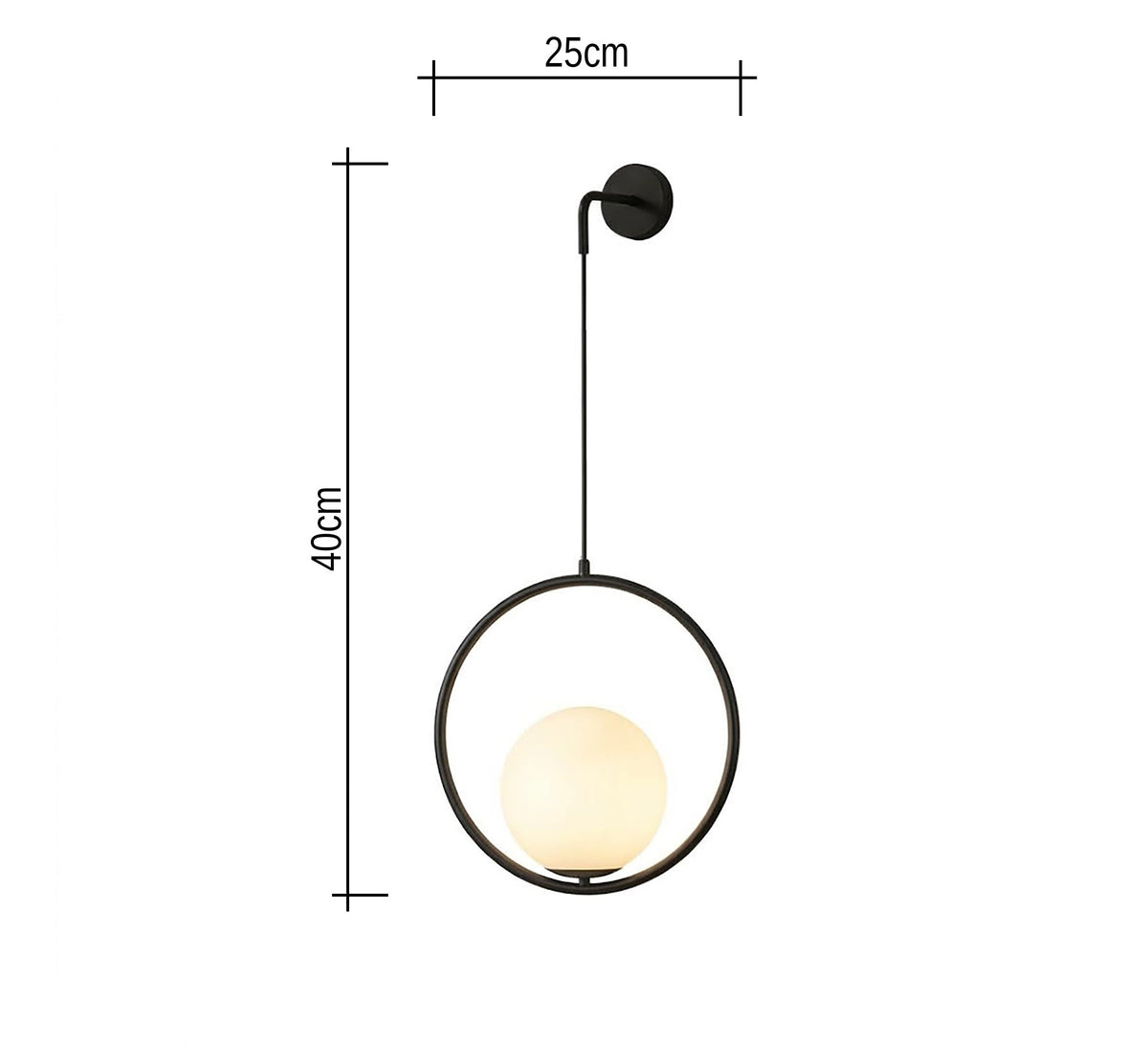 Black Hanging Ring Globe Wall Sconce - Vitrine Furniture - Wall Sconce