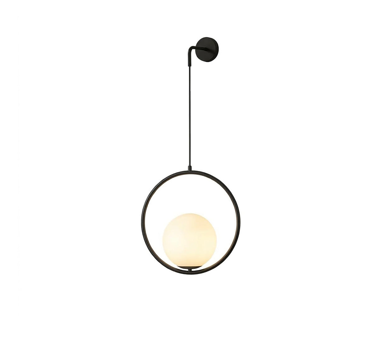 Black Hanging Ring Globe Wall Sconce - Vitrine Furniture - Wall Sconce
