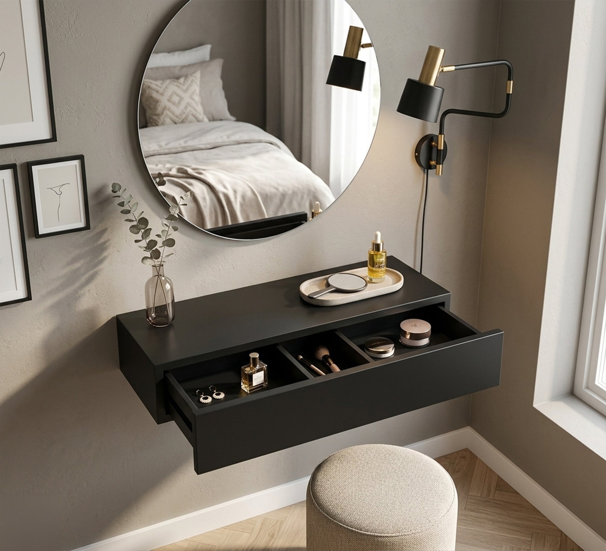 Black hanging shelf - Vitrine Furniture - Wall Shelves