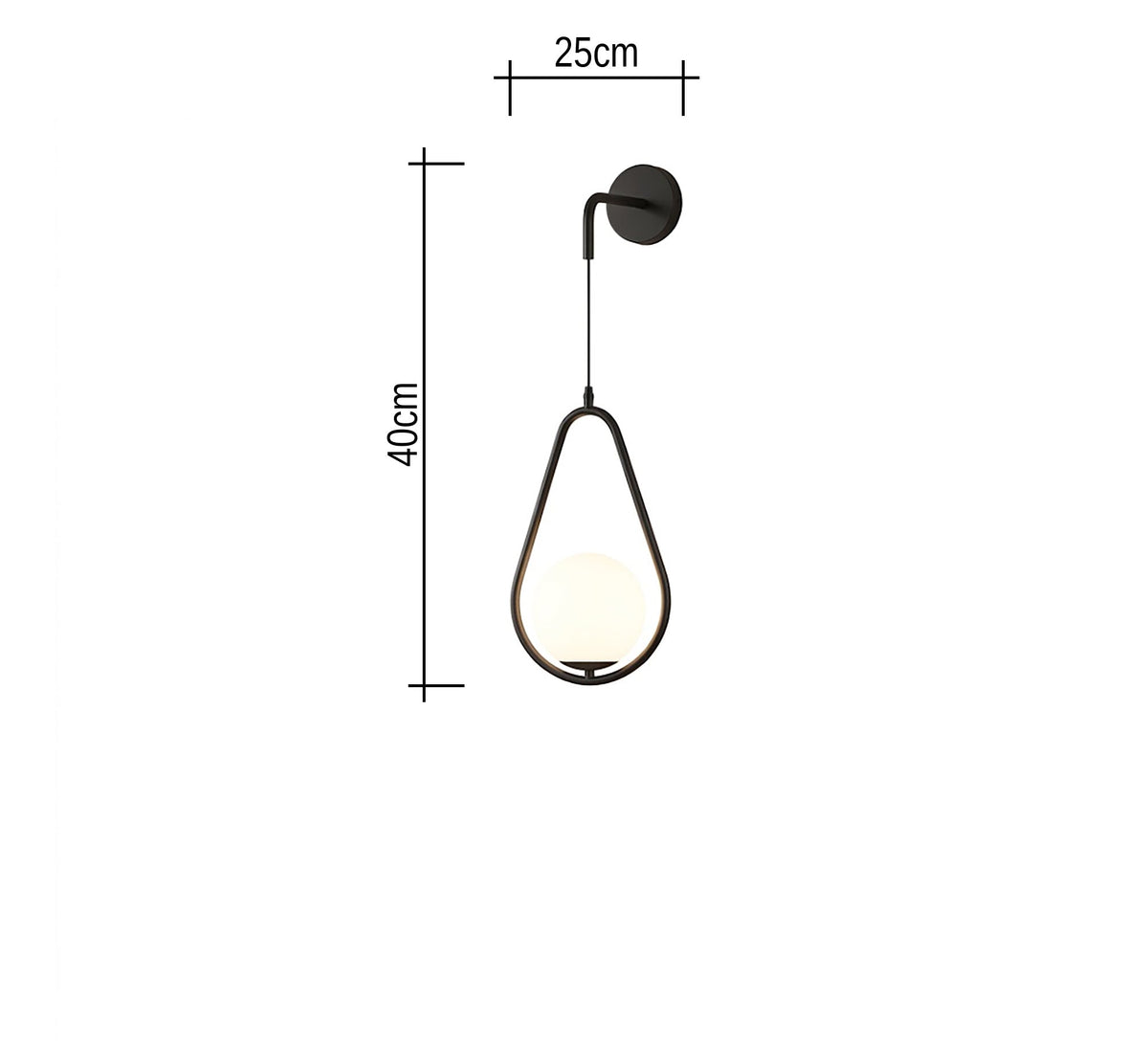 Black Hanging Teardrop Globe Wall Sconce - Vitrine Furniture - Wall Sconce
