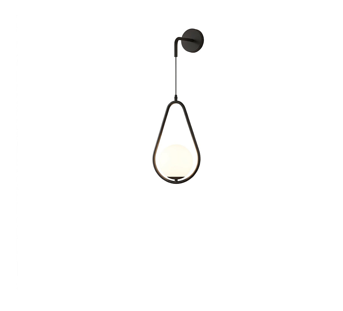 Black Hanging Teardrop Globe Wall Sconce - Vitrine Furniture - Wall Sconce