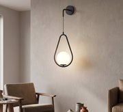 Black Hanging Teardrop Globe Wall Sconce - Vitrine Furniture - Wall Sconce