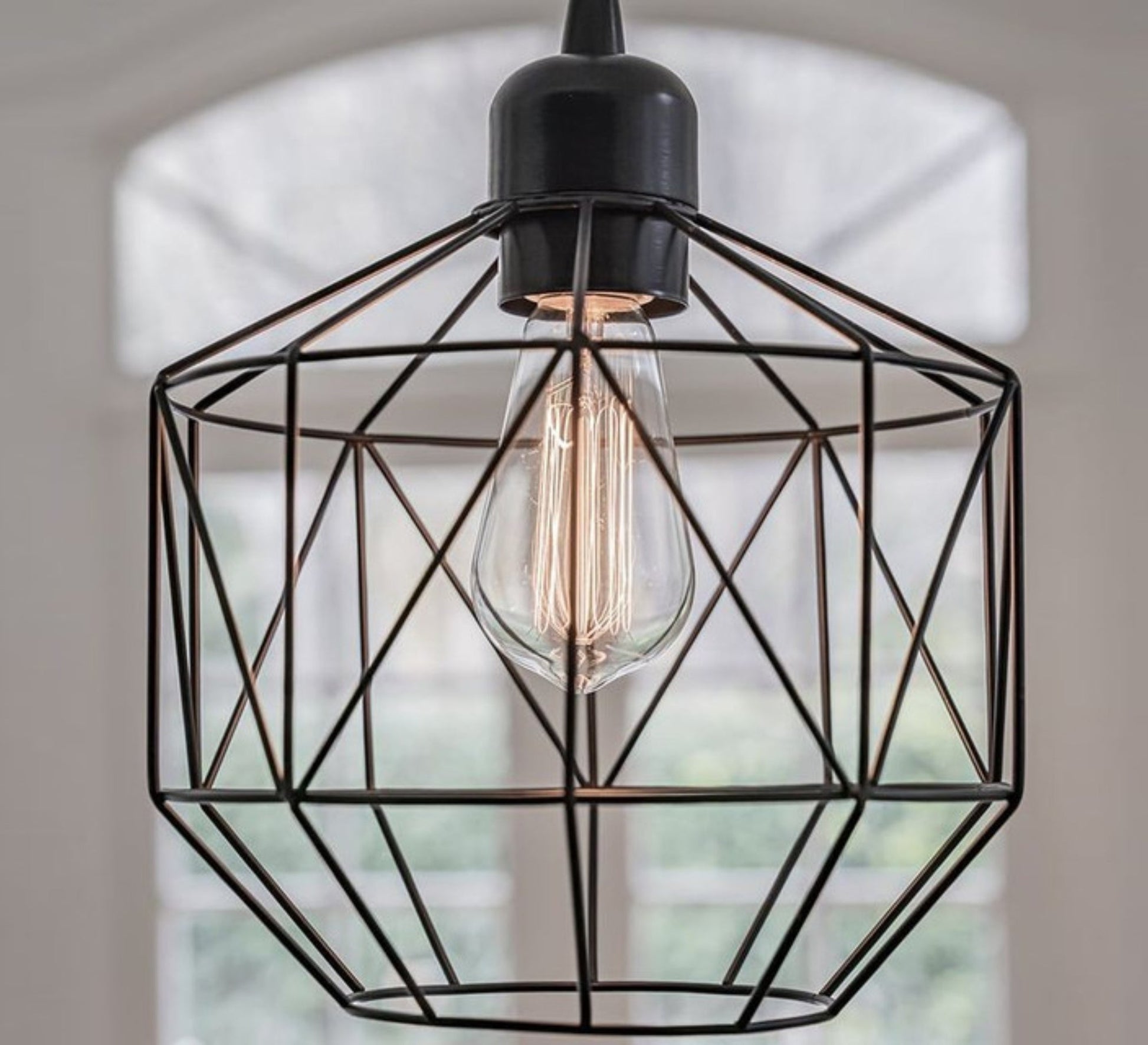 Black hollow cage chandelier - Vitrine Furniture - Lighting