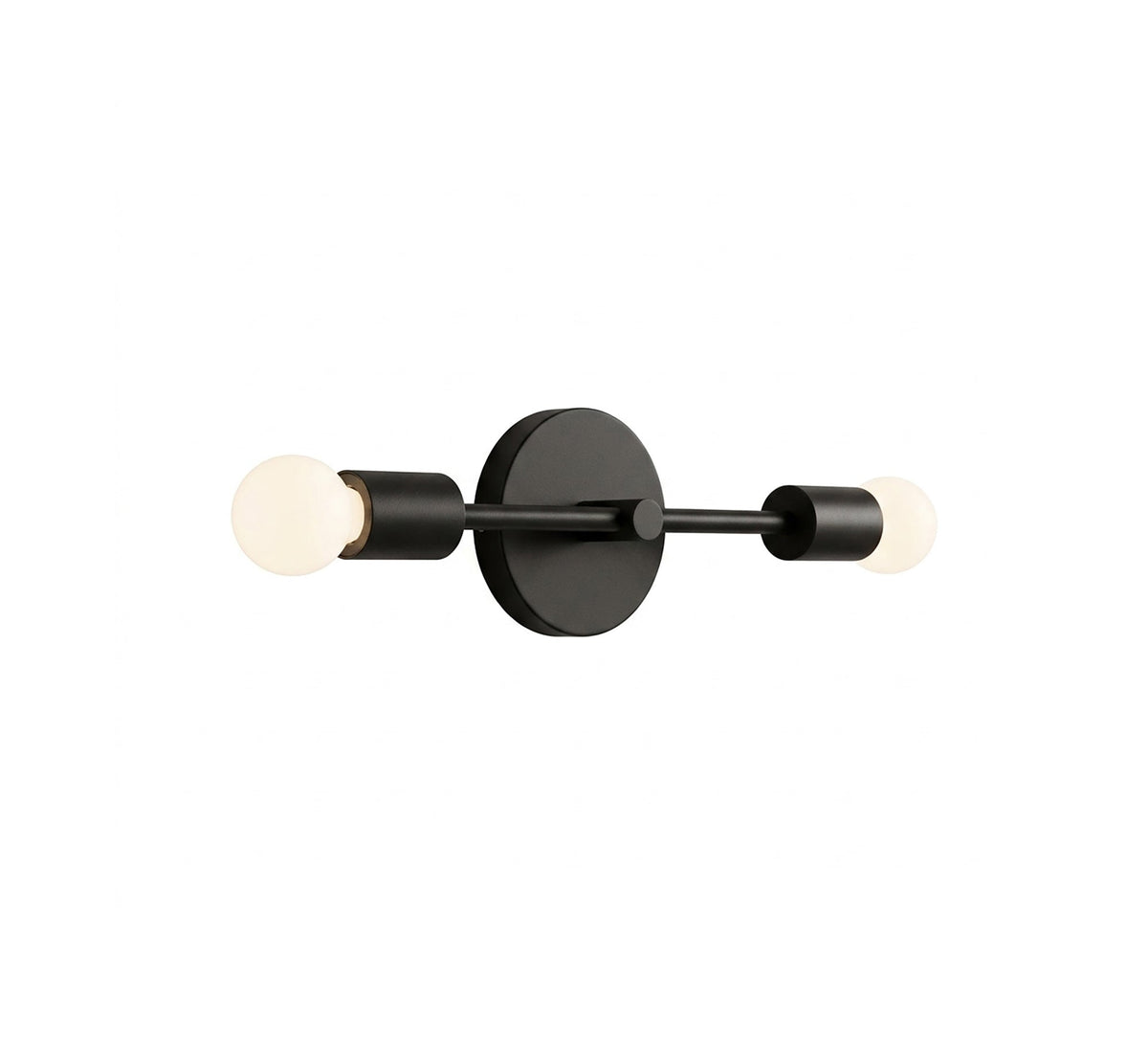 Black Horizontal Double Bulb Wall Sconce - Vitrine Furniture - Wall Sconce