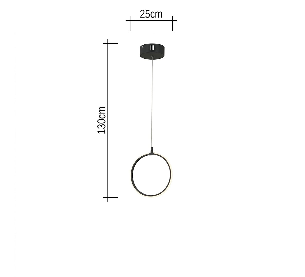 Black Illuminated LED Ring Pendant Light - Vitrine Furniture - Ceiling lights