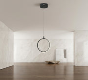 Black Illuminated LED Ring Pendant Light - Vitrine Furniture - Ceiling lights