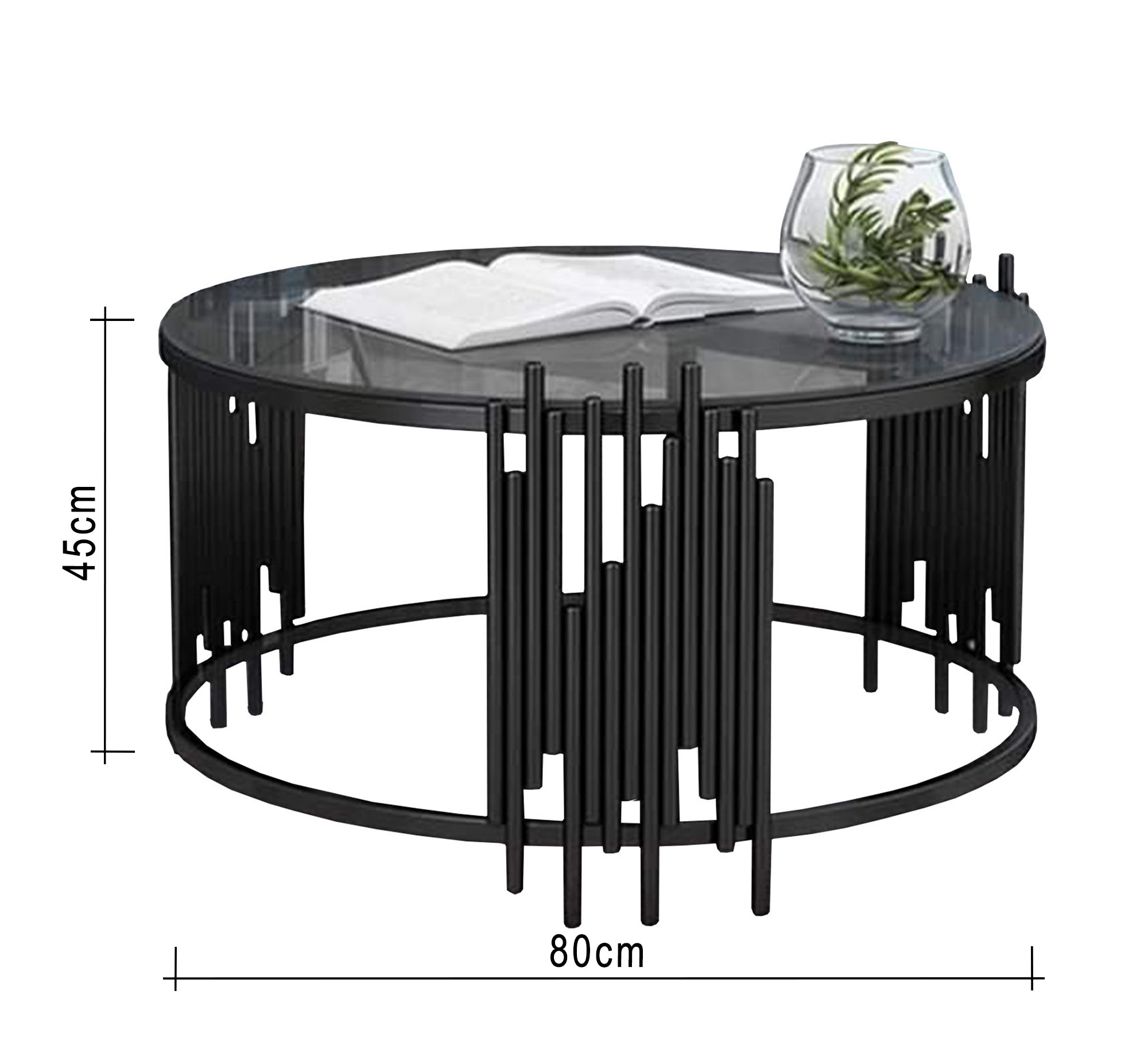 Black iron and glass coffee table - Vitrine Furniture - Furniture