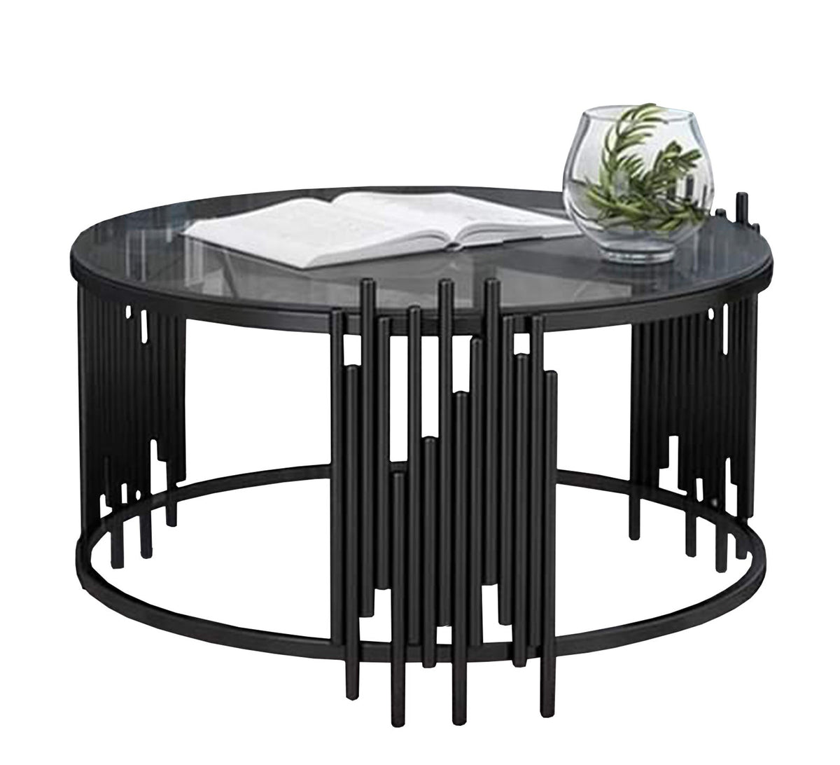 Black iron and glass coffee table - Vitrine Furniture - Furniture