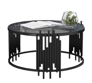 Black iron and glass coffee table - Vitrine Furniture - Furniture