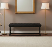 Black leather quilted bench - Vitrine Furniture - Furniture