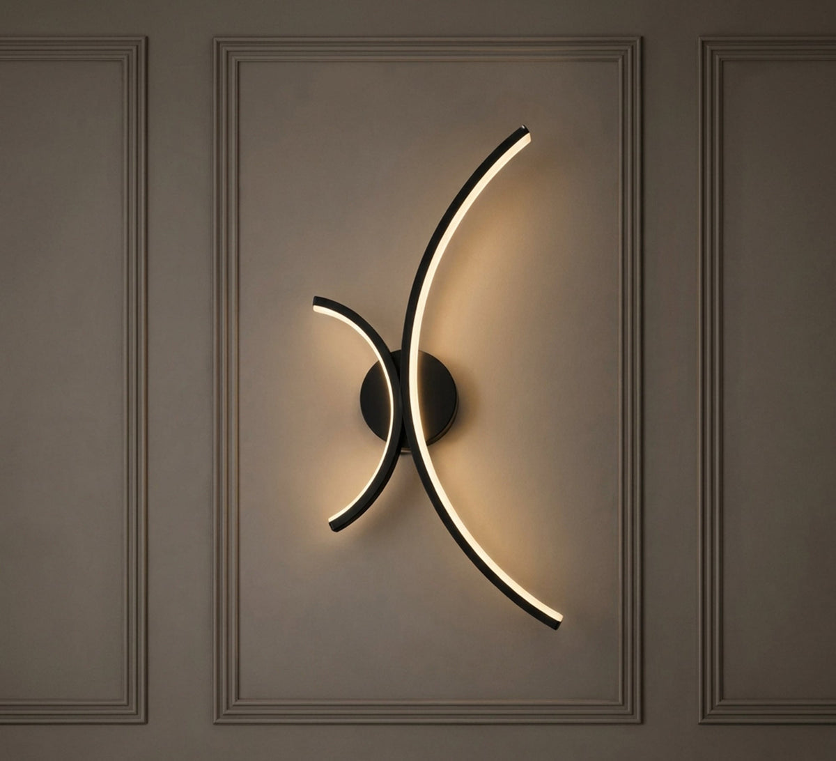 Black LED Double Arc Wall Light - Vitrine Furniture - Wall Sconce