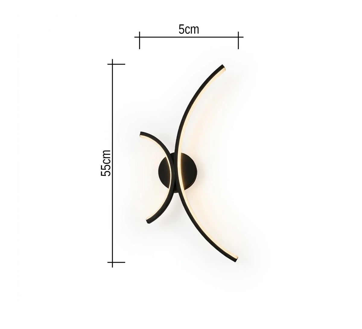 Black LED Double Arc Wall Light - Vitrine Furniture - Wall Sconce