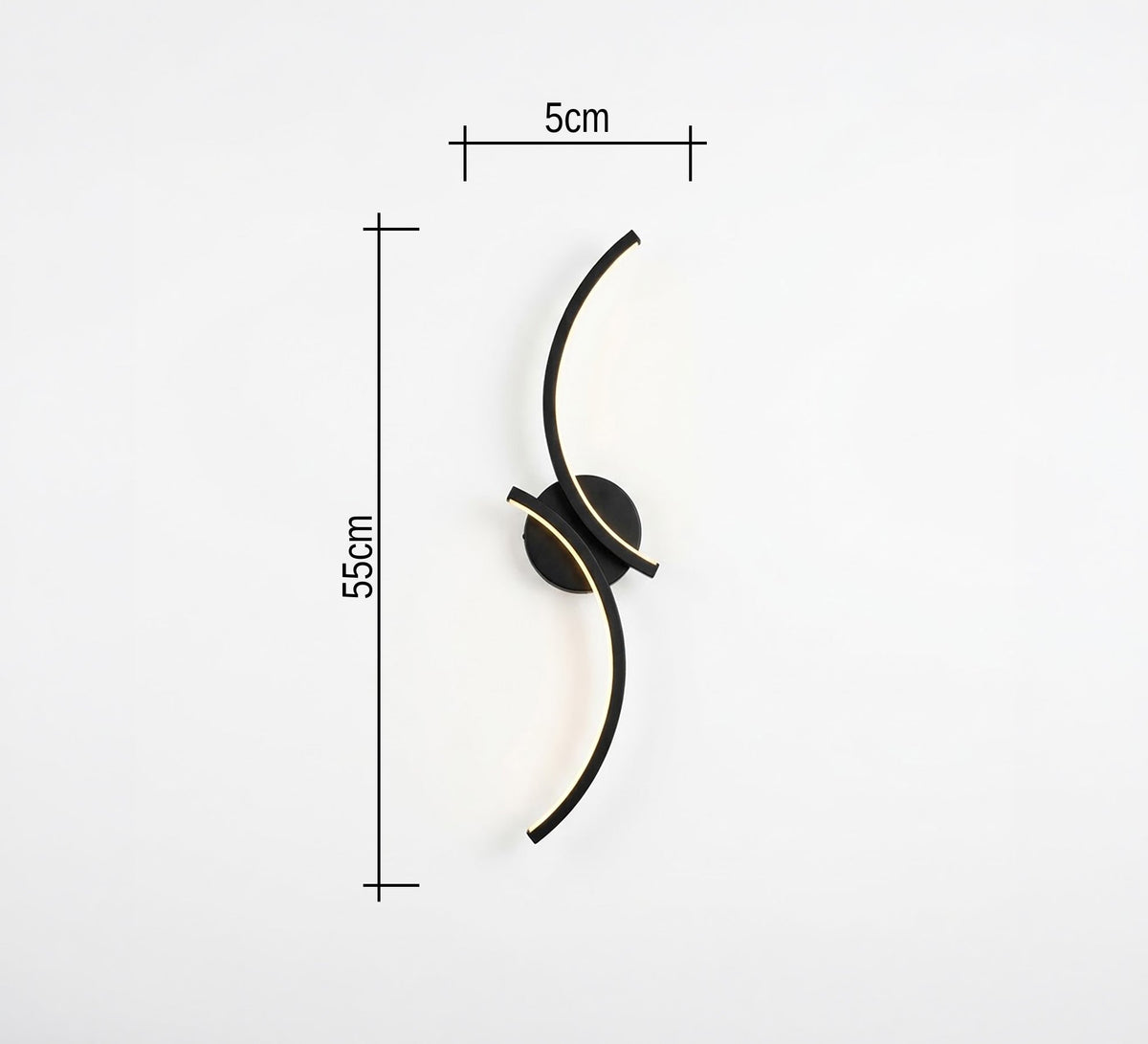 Black LED Flowing S-Curve Wall Light - Vitrine Furniture - Wall Sconce