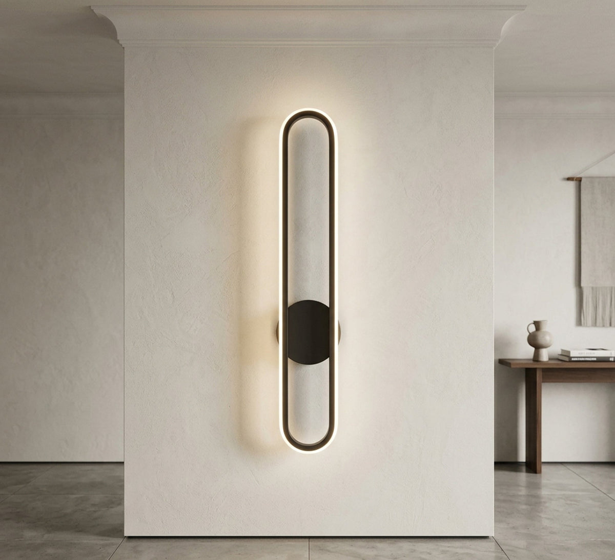 Black LED Oval Loop Wall Light - Vitrine Furniture - Wall Sconce