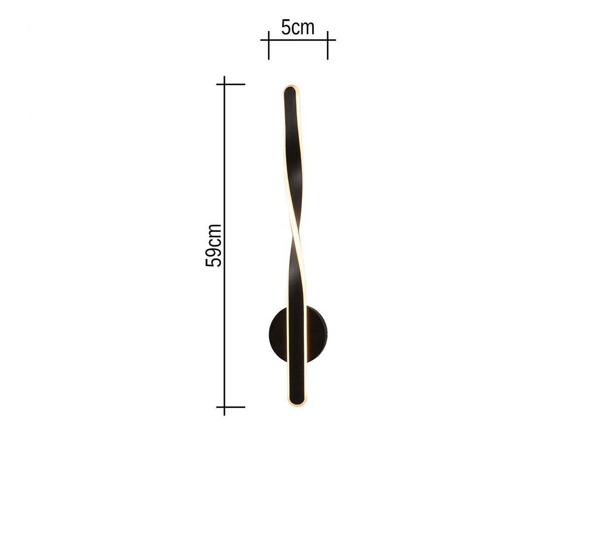 Black LED Twisted Ribbon Wall Light - Vitrine Furniture - Wall Sconce