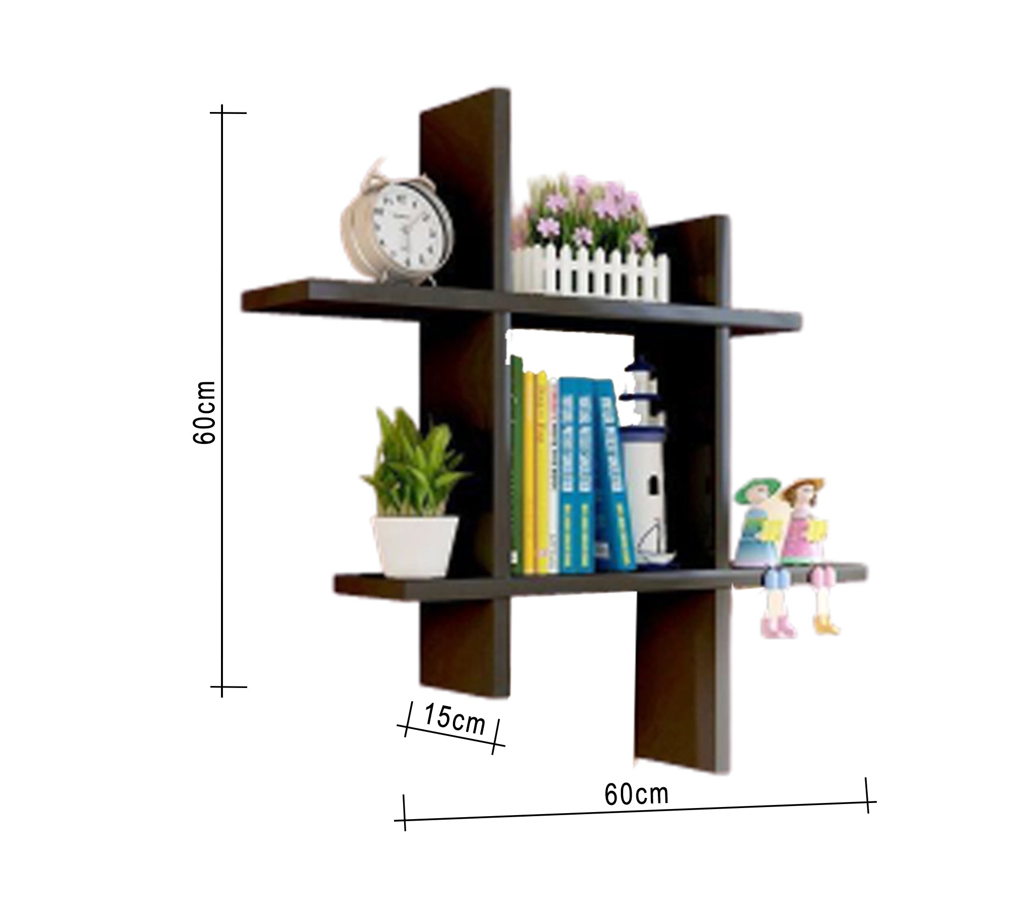 Black MDF Wall Shelf - Vitrine Furniture - Décor