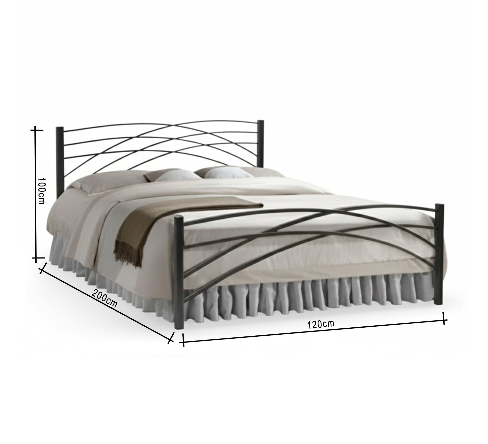 Black metal bed with a flowing, wavy design - Vitrine Furniture - Furniture
