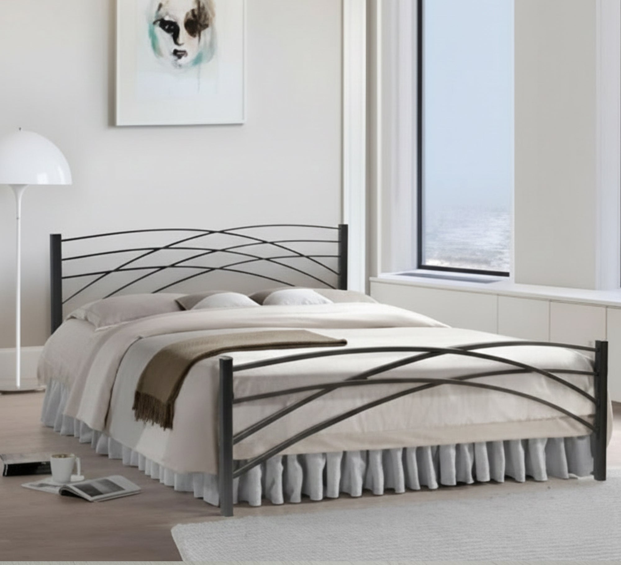 Black metal bed with a flowing, wavy design - Vitrine Furniture - Furniture
