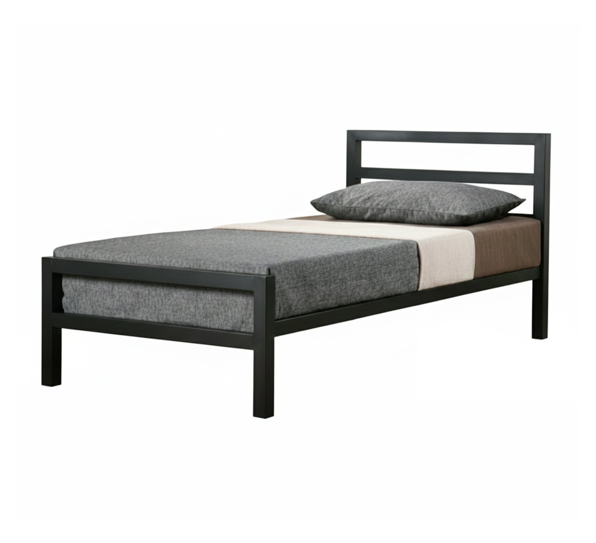 Black metal bed with a simple, modern design - Vitrine Furniture - Furniture
