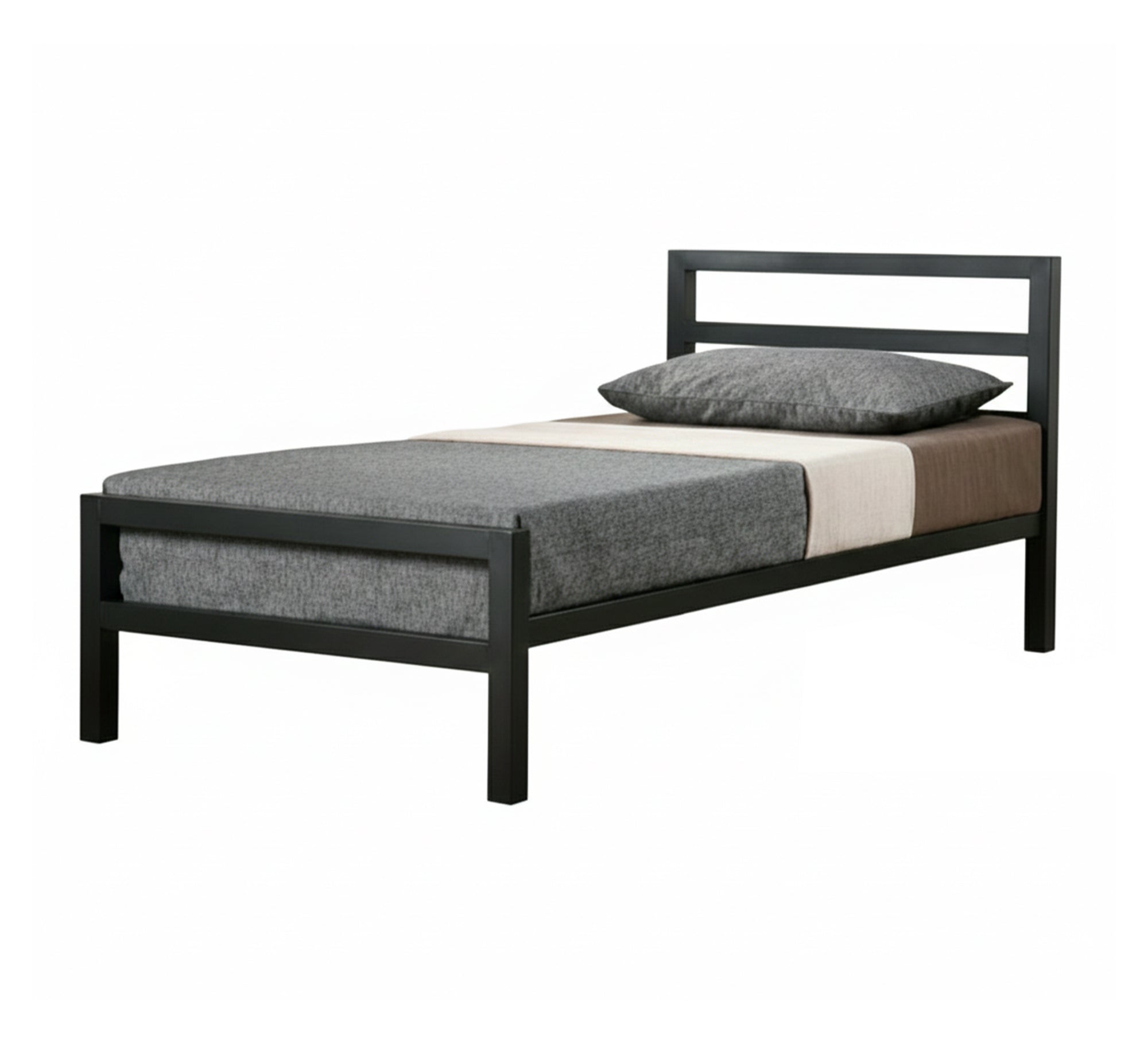 Black metal bed with a simple, modern design - Vitrine Furniture - Furniture