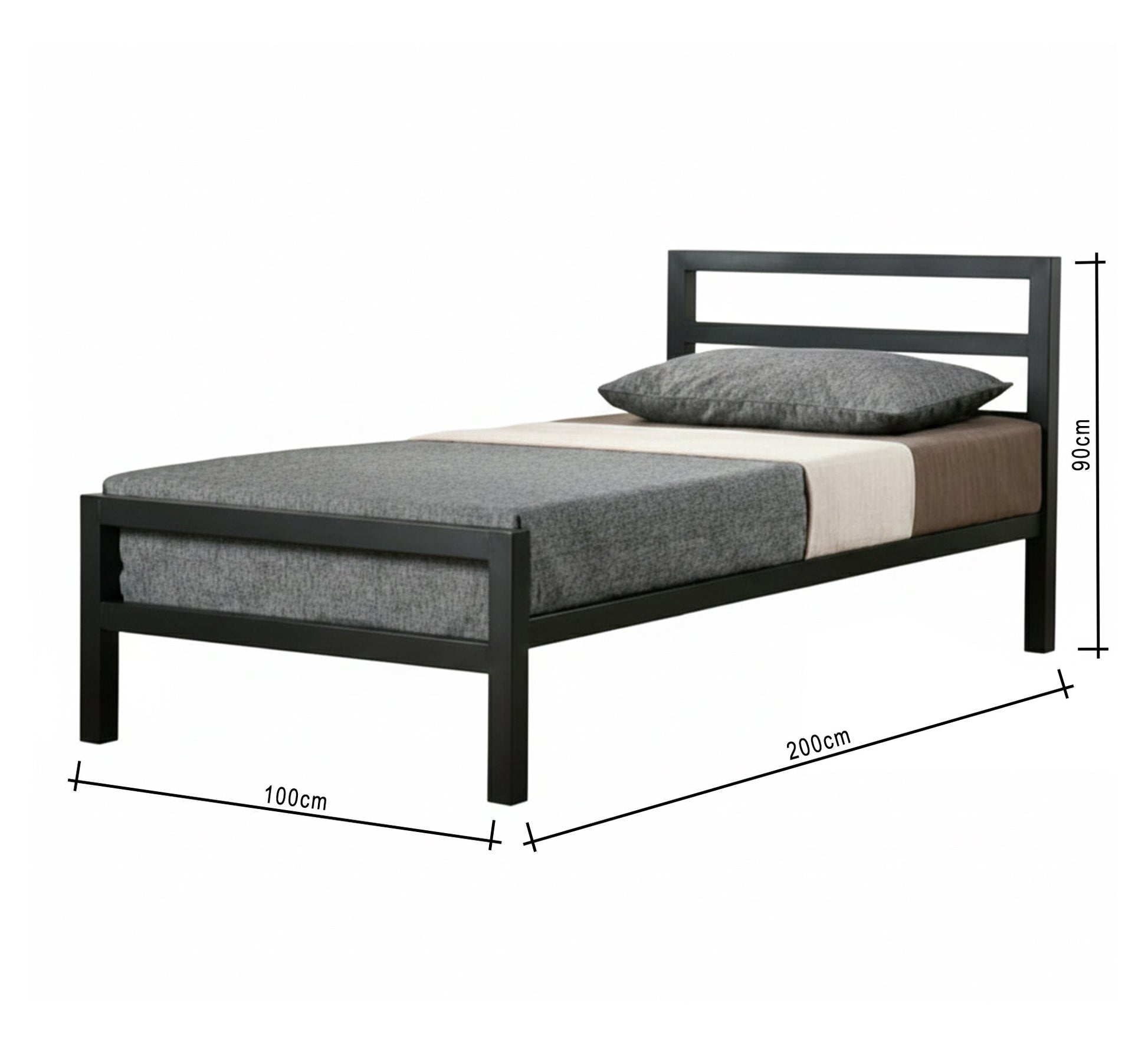 Black metal bed with a simple, modern design - Vitrine Furniture - Furniture