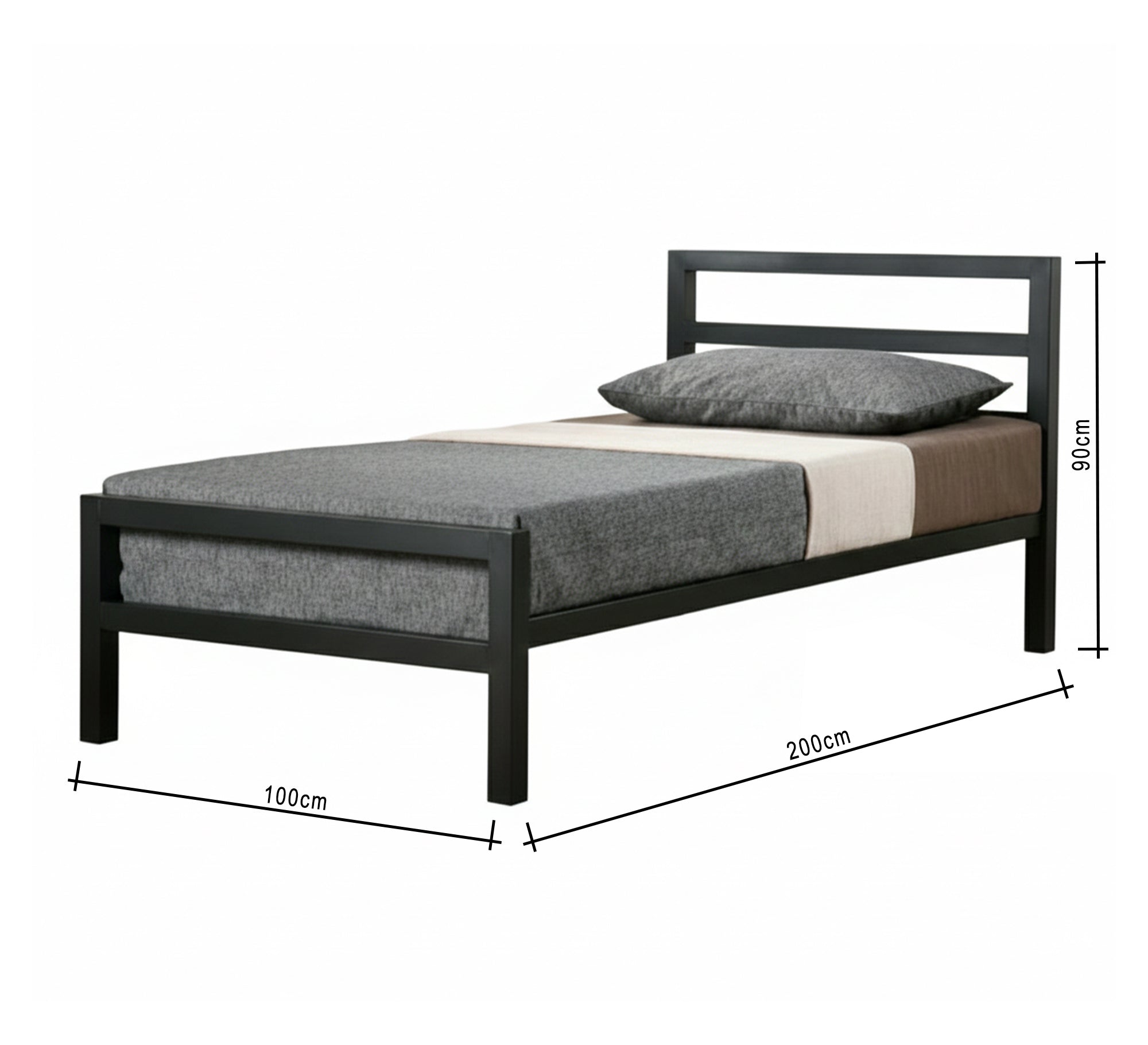 Black metal bed with a simple, modern design - Vitrine Furniture - Furniture