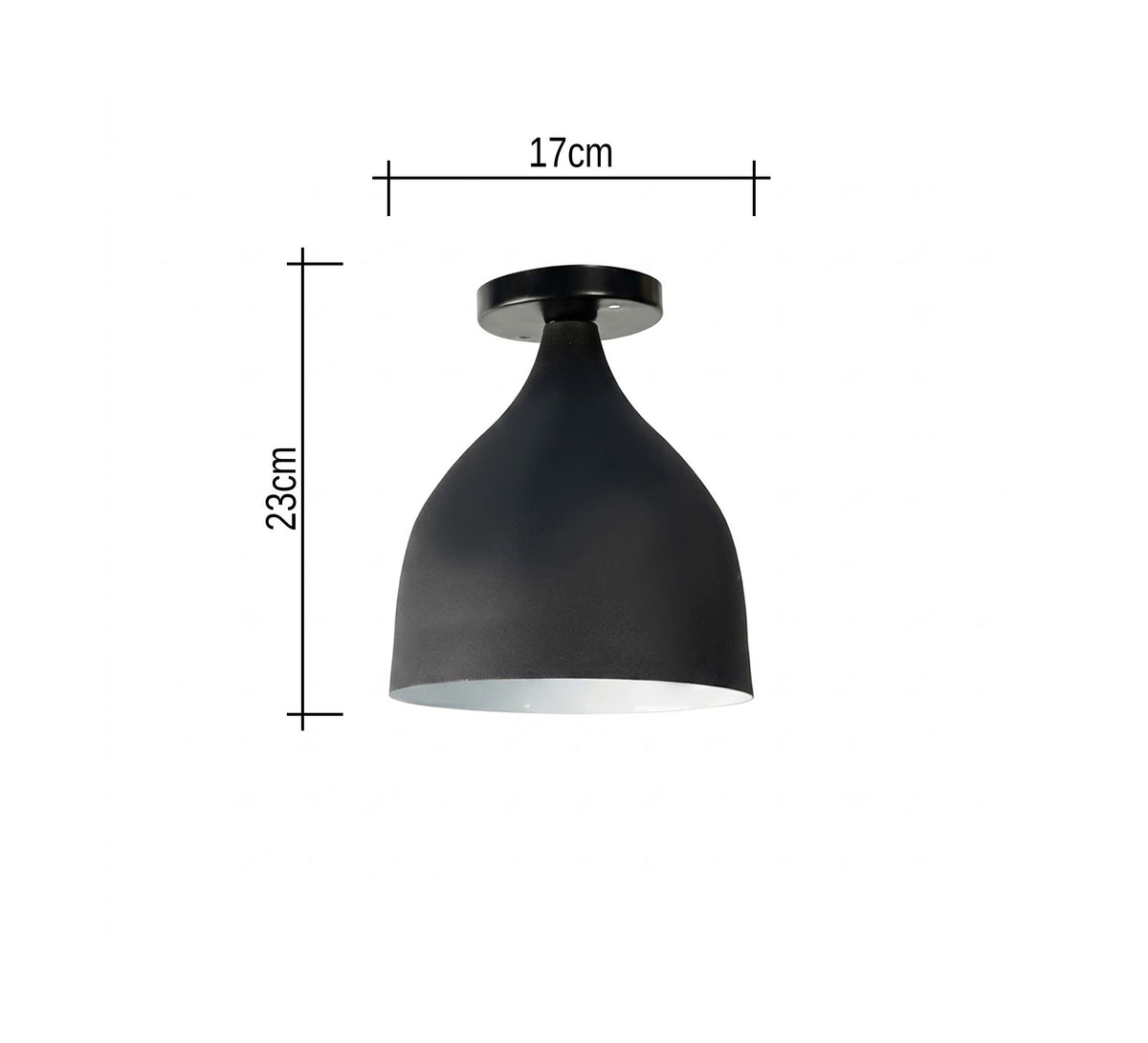 Black Metal Bell Flush Ceiling Light - Vitrine Furniture - Ceiling lights