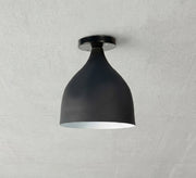 Black Metal Bell Flush Ceiling Light - Vitrine Furniture - Ceiling lights