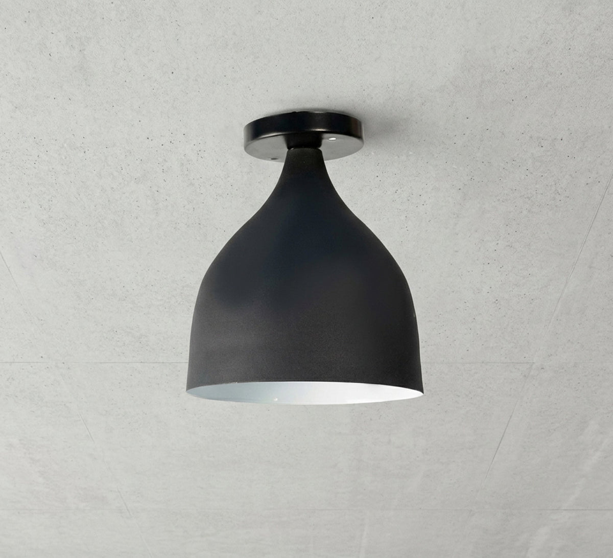 Black Metal Bell Flush Ceiling Light - Vitrine Furniture - Ceiling lights