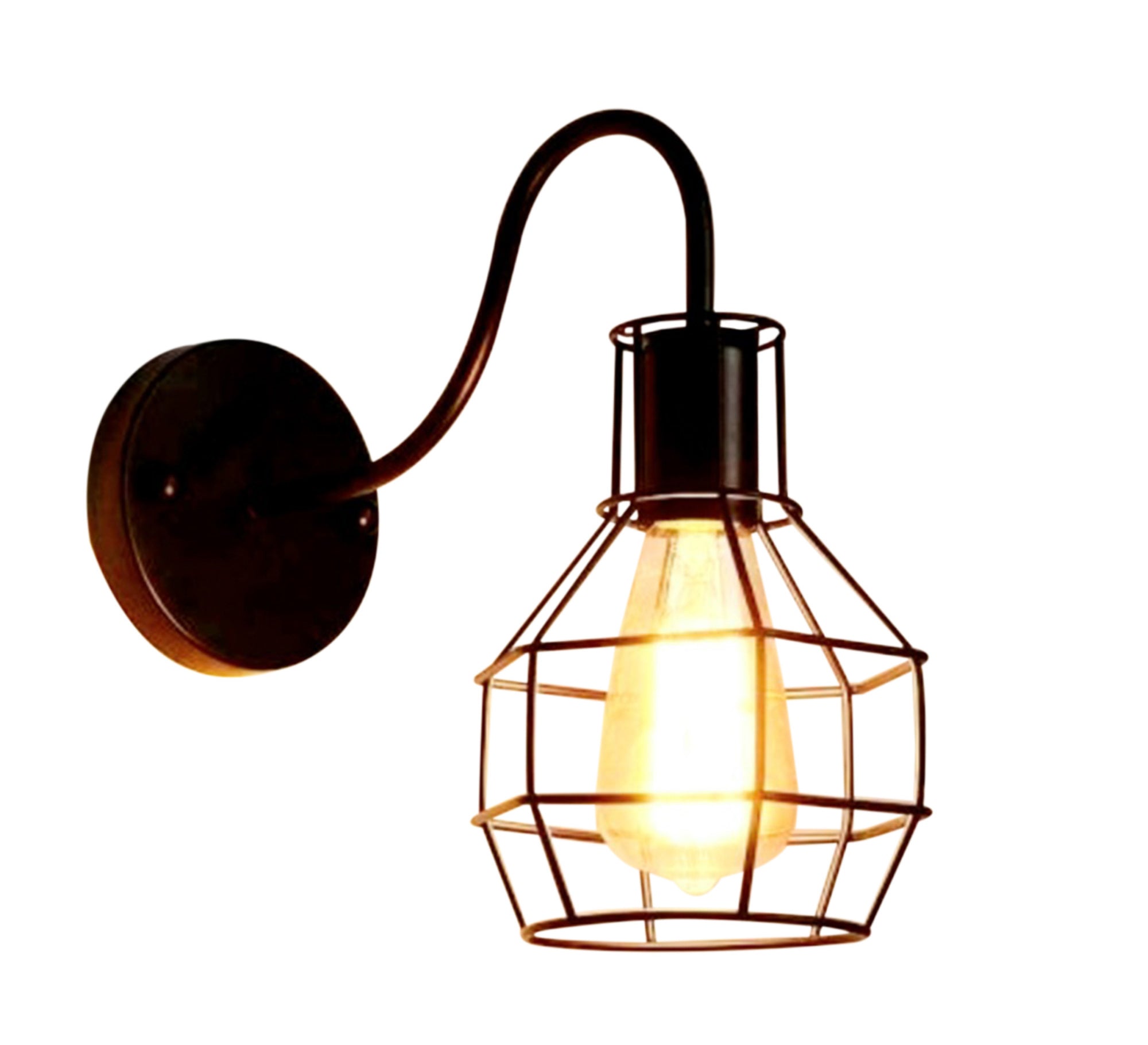 Black Metal Cage Wall Lamp - Vitrine Furniture - Lighting