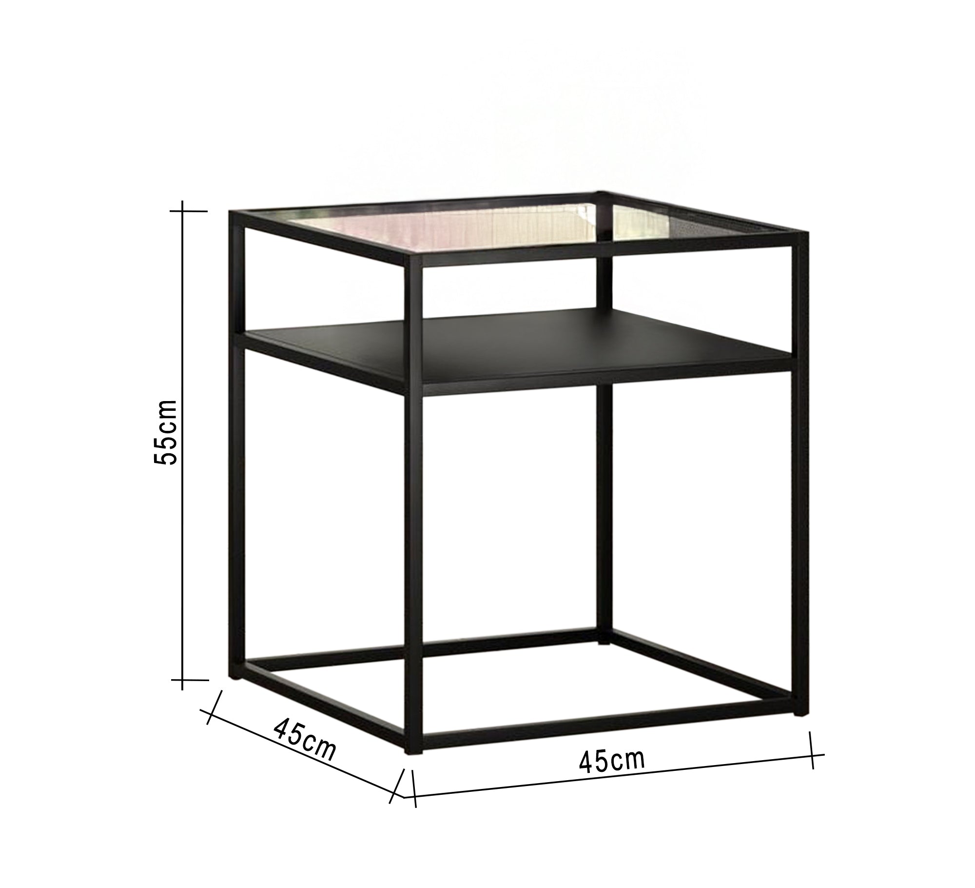 Black metal side table with two shelves - Vitrine Furniture - Furniture