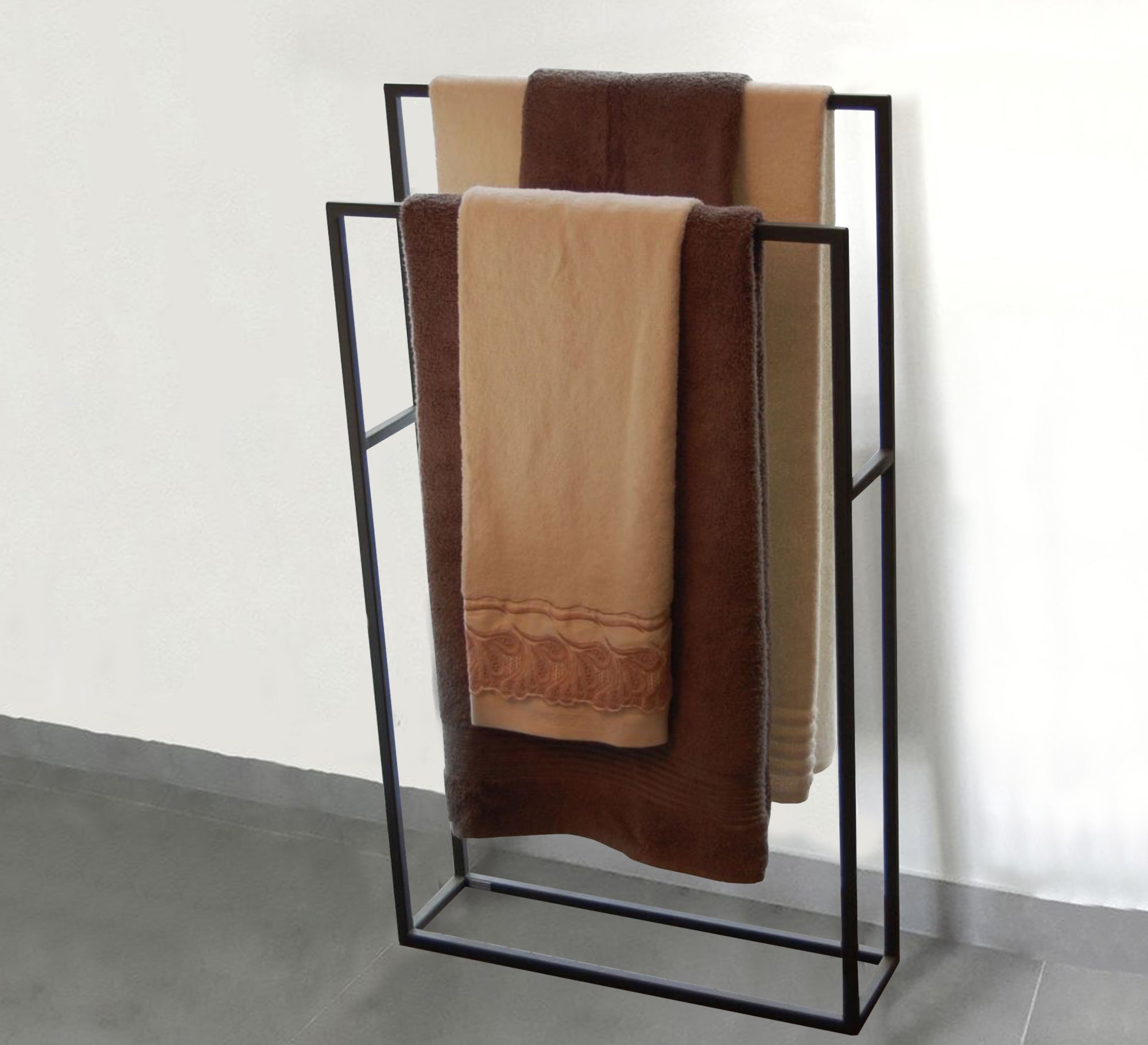 Black metal stand with two holders - Vitrine Furniture - Furniture