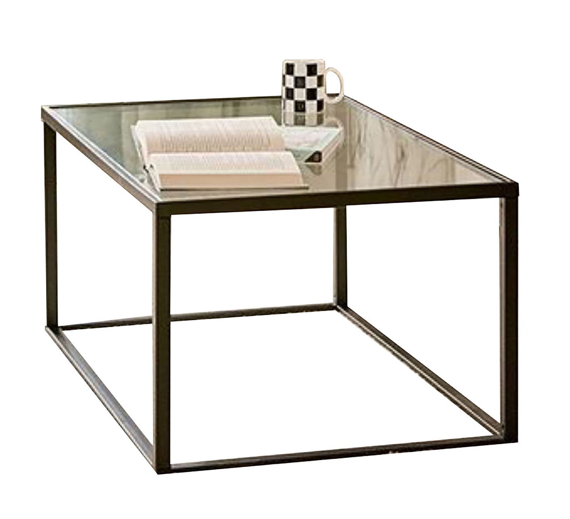 Black metal table with glass top - Vitrine Furniture - Furniture