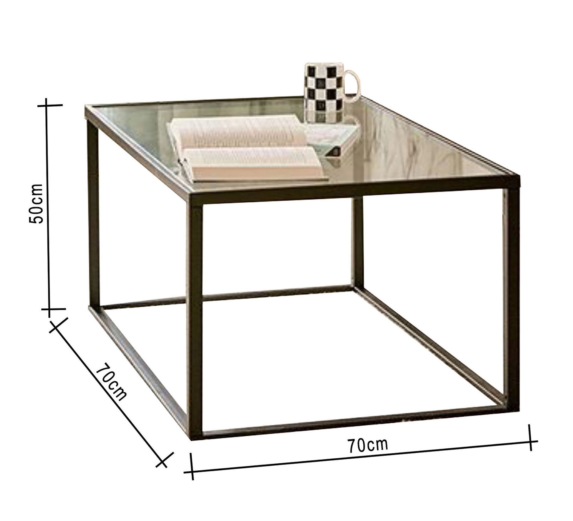 Black metal table with glass top - Vitrine Furniture - Furniture