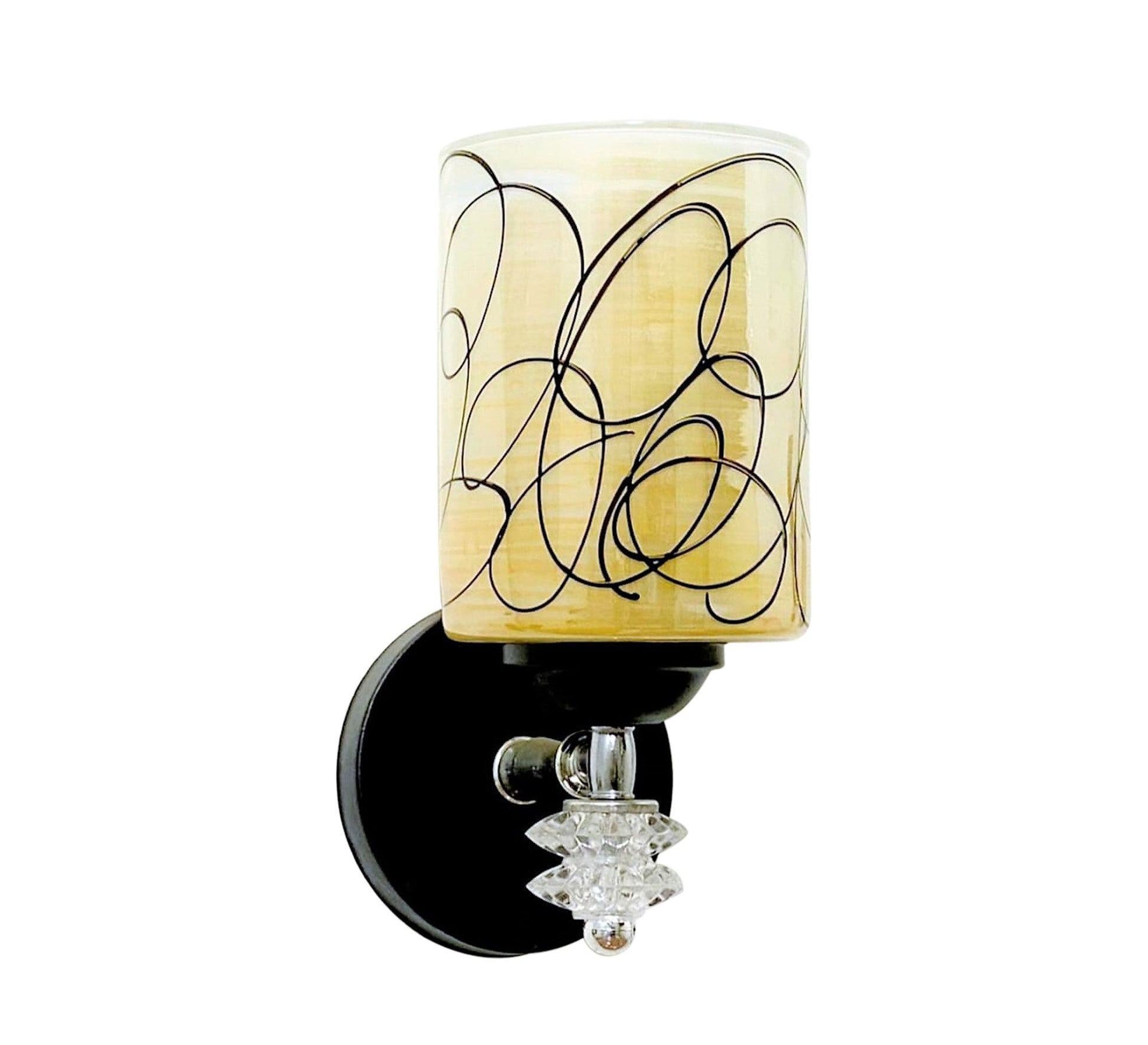 Black Metal Wall Lamp and Yellow Glass - Vitrine Furniture - Lighting