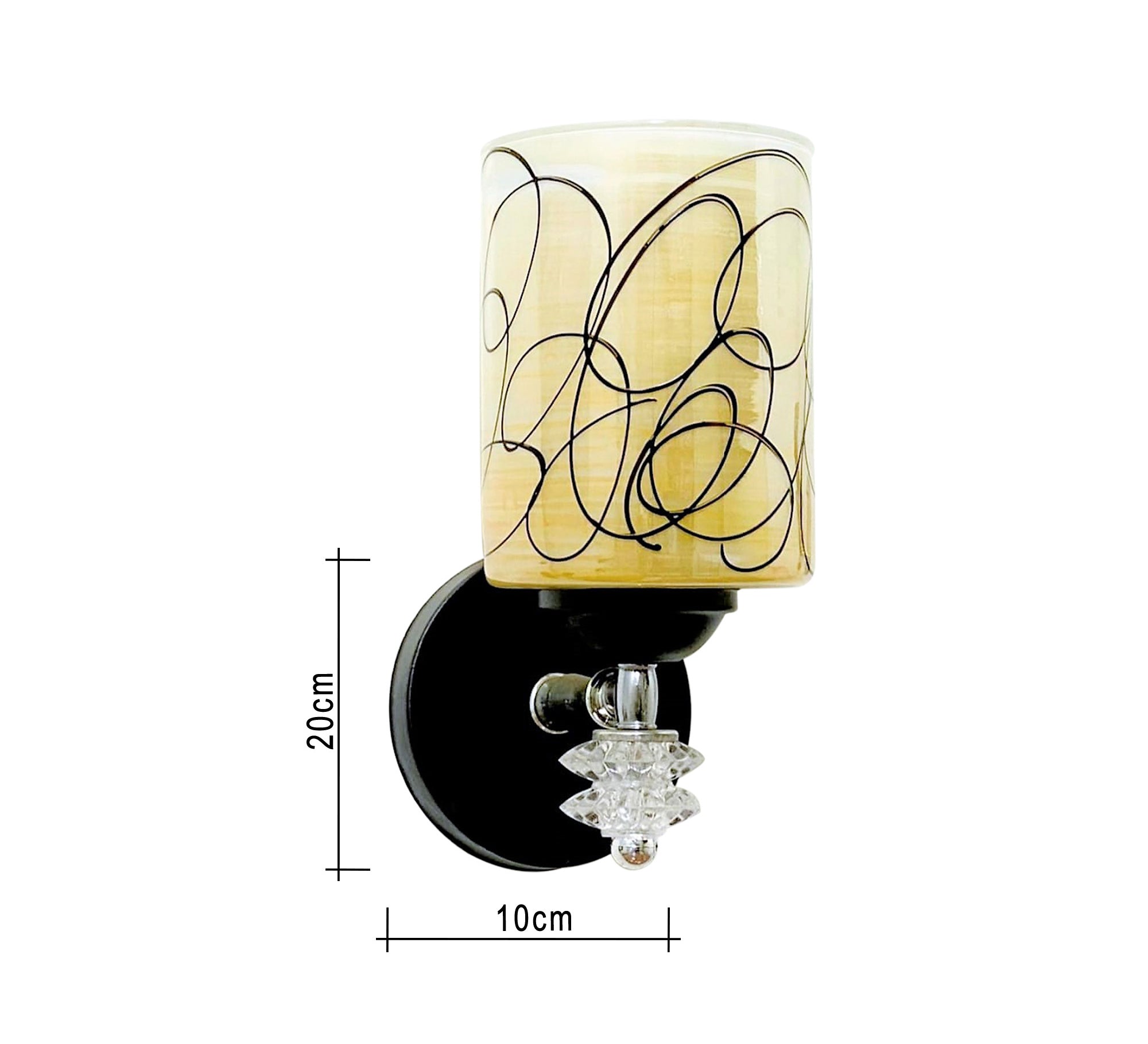 Black Metal Wall Lamp and Yellow Glass - Vitrine Furniture - Lighting