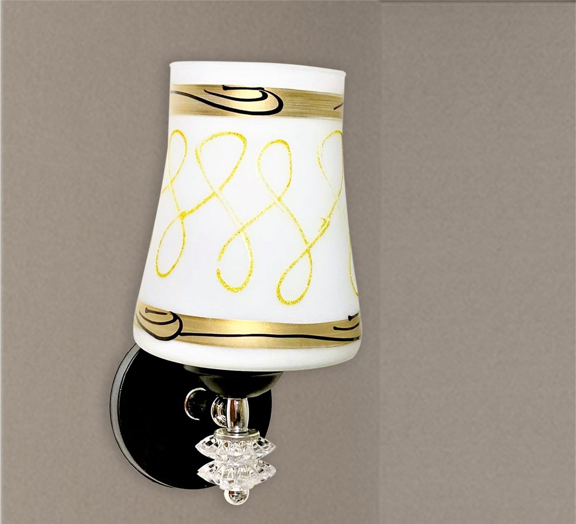 Black metal wall lamp with white glass. - Vitrine Furniture - Lighting