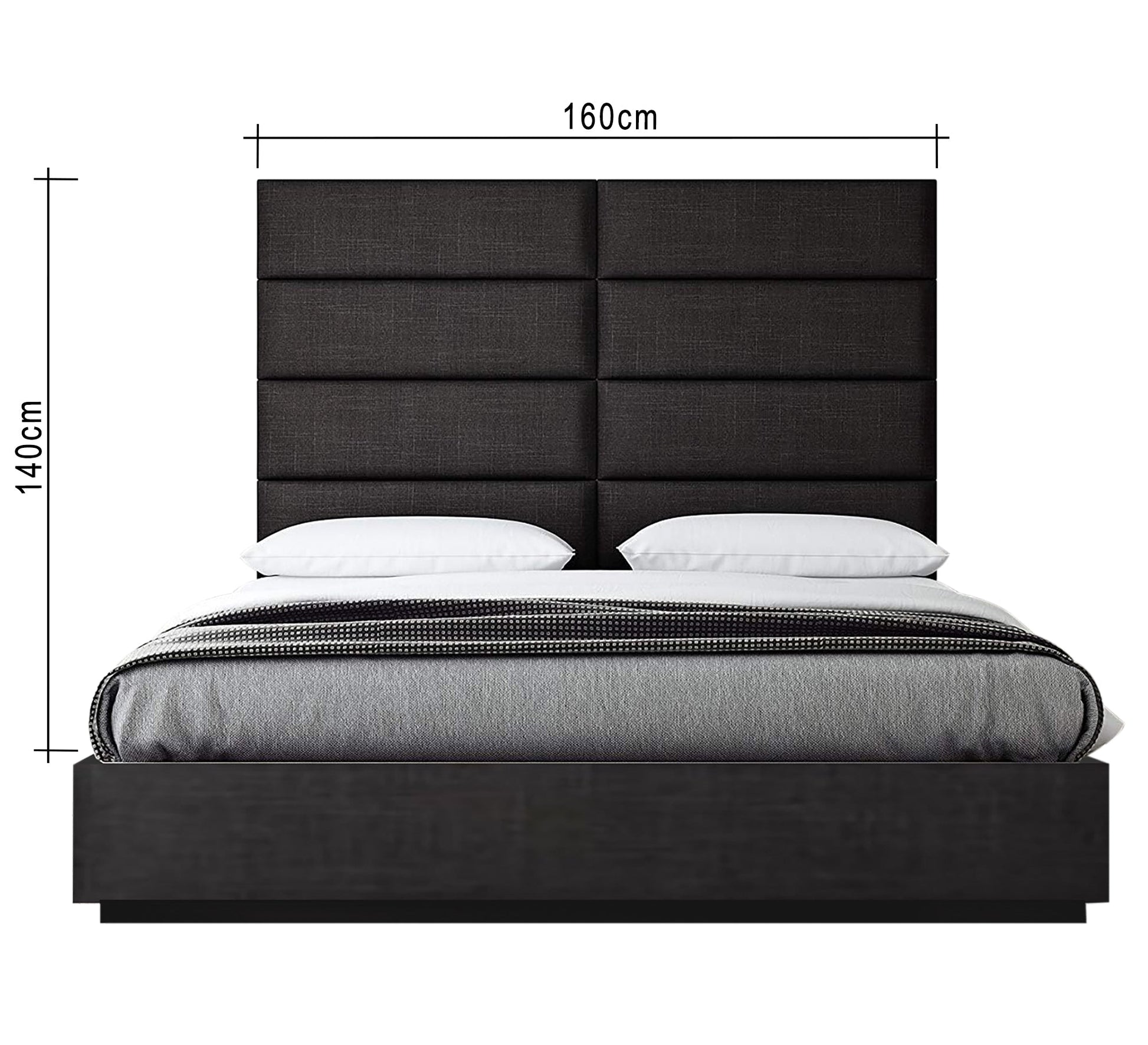 Black modern bed with high back - Vitrine Furniture - Furniture